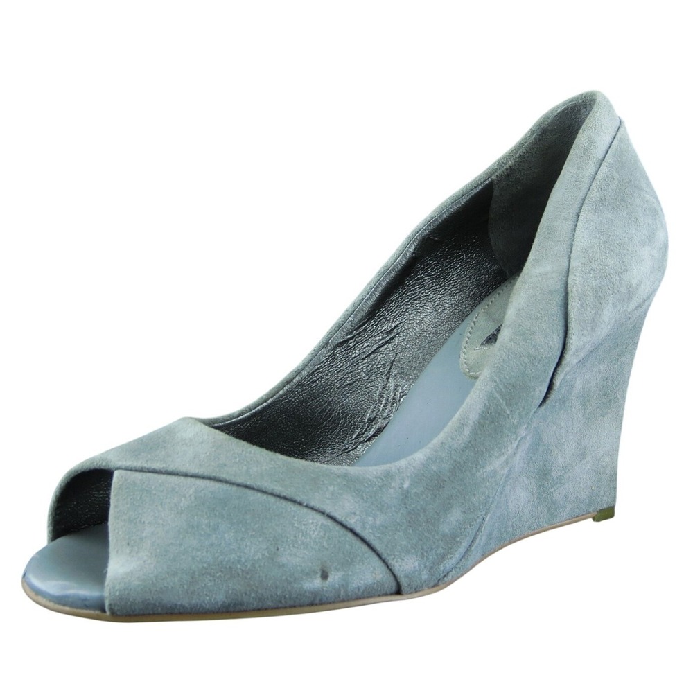 Banana Republic  Women Peep Toe Heel Shoes‎ Gray Leather Size 7 Medium